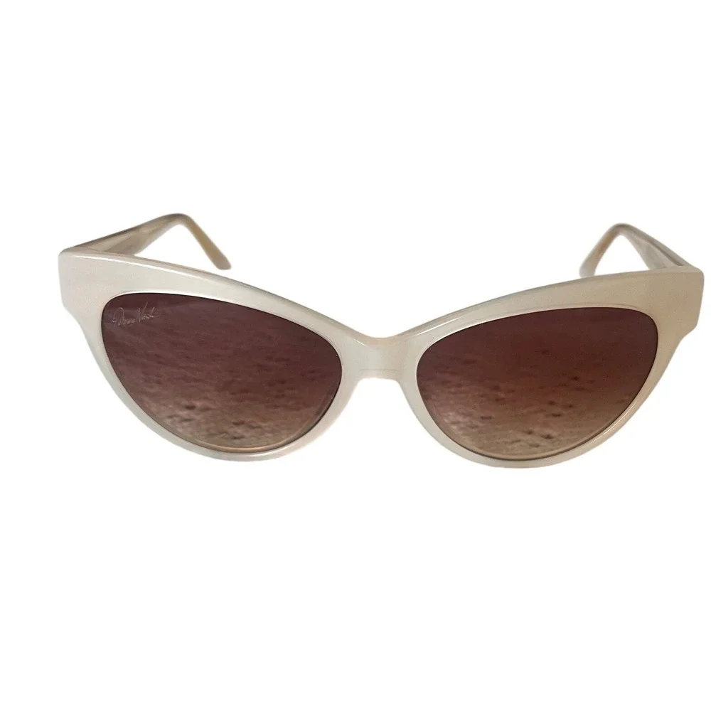Patricia Nash Women Cream Cat Eye Sunglasses Brown Gradient Lens Retro Vintage - Picture 1 of 5